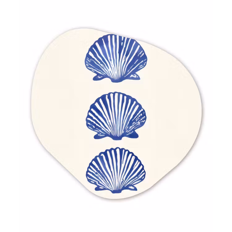Schelpen - Blauw - Patroon Wandcirkel Organisch Aluminium middel -3d