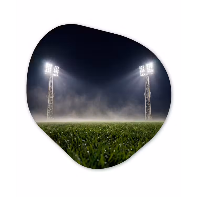 Stadion - Lichtmast - Sport - Nacht Wandcirkel Organisch Aluminium middel -3d