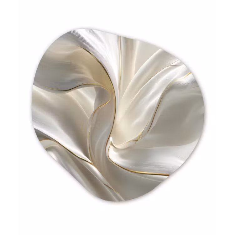 Stof - Plooien - Goud Wandcirkel Organisch Aluminium middel -3d