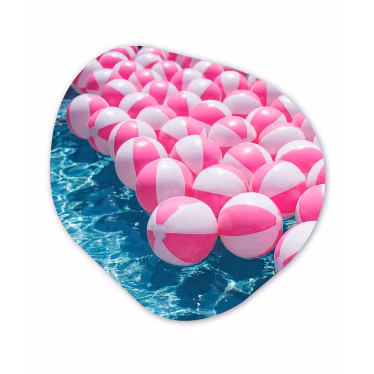 Strandballen - Roze - Water Wandcirkel Organisch Aluminium middel -3d