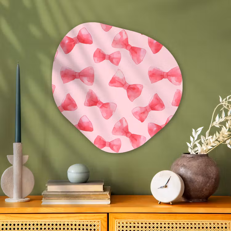 Strikken - Aquarel - Roze Wandcirkel Organisch Aluminium middel 851 -sfeer2