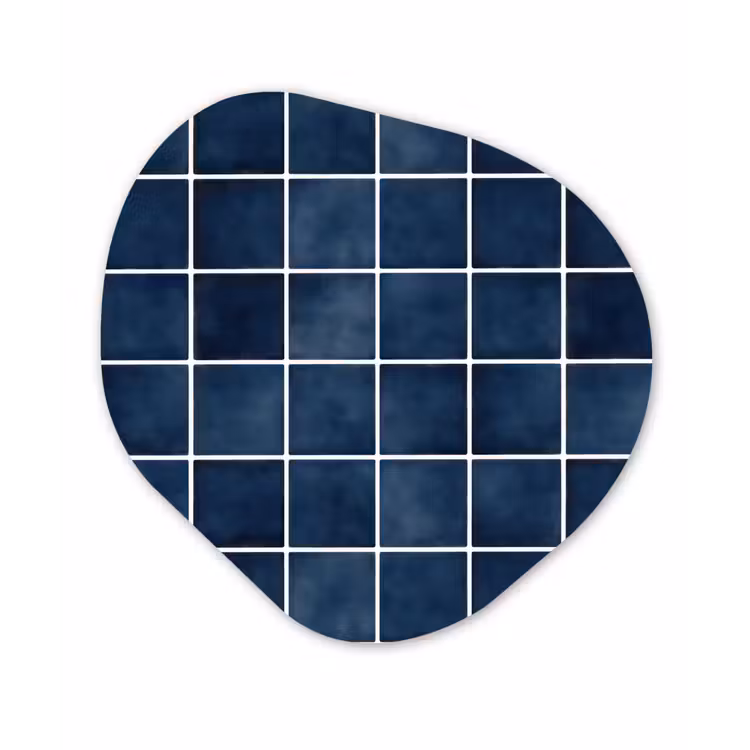 Tegel - Modern - Blauw Wandcirkel Organisch Aluminium middel 851 -3d