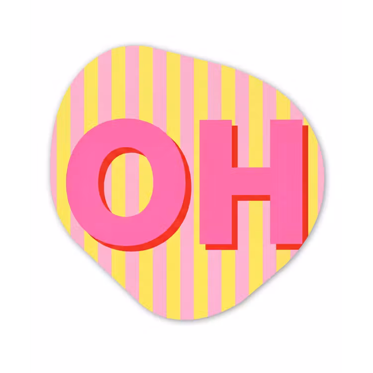 Tekst - Strepen - Roze Wandcirkel Organisch Aluminium middel -3d