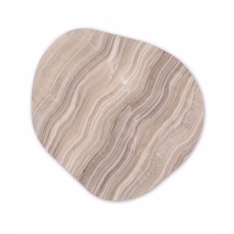 Textuur - Golvend - Abstract - Modern - Beige Wandcirkel Organisch Aluminium middel -3d