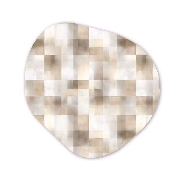 Textuur - Linnen - Beige Wandcirkel Organisch Aluminium middel 851 -3d