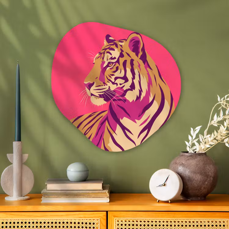 Tijger - Modern - Neon Wandcirkel Organisch Aluminium middel -sfeer2