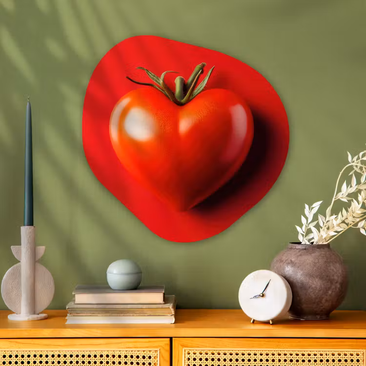 Tomaat - Rood - Hart Wandcirkel Organisch Aluminium middel -sfeer2