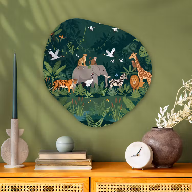 Tropisch - Jungle - Groen Wandcirkel Organisch Aluminium middel -sfeer2