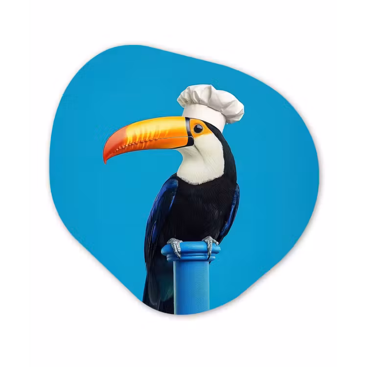 Tucan - Sokkel - Vogel - Koksmuts Wandcirkel Organisch Aluminium middel -3d