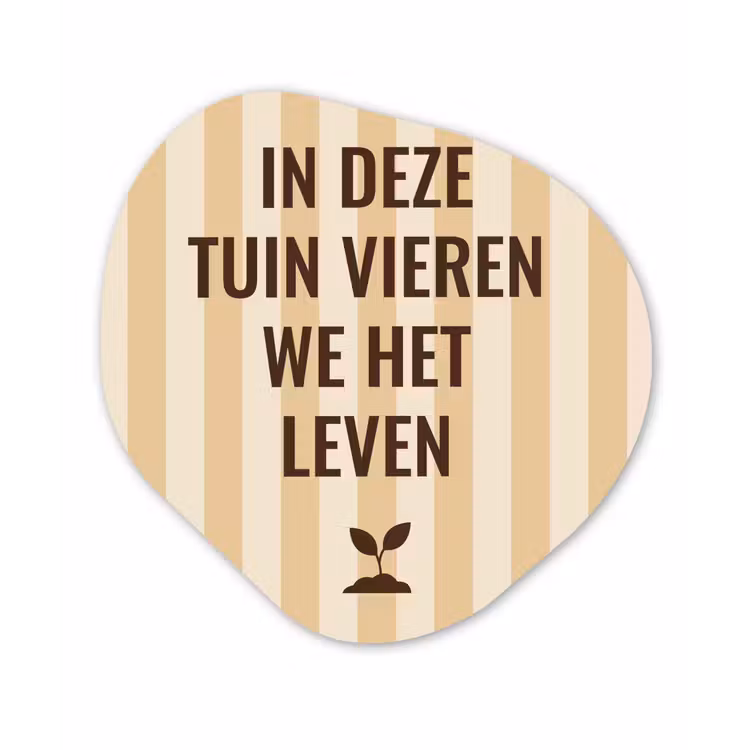 Tuin - Quote - Strepen - Zomer Wandcirkel Organisch Aluminium middel -3d