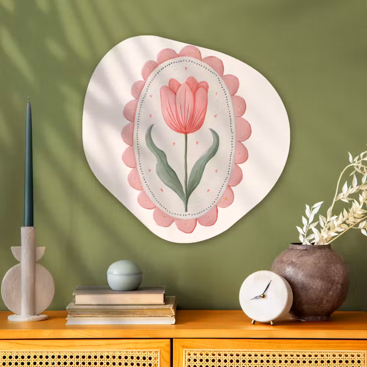 Tulp - Lijst - Ovaal - Illustratie Wandcirkel Organisch Aluminium middel -sfeer2