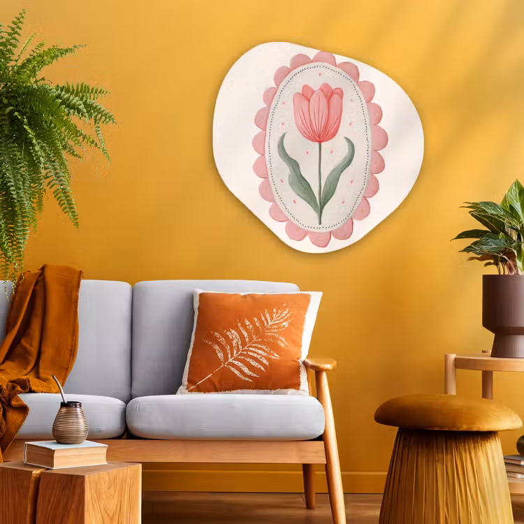 Tulp - Lijst - Ovaal - Illustratie Wandcirkel Organisch Aluminium middel -sfeer4