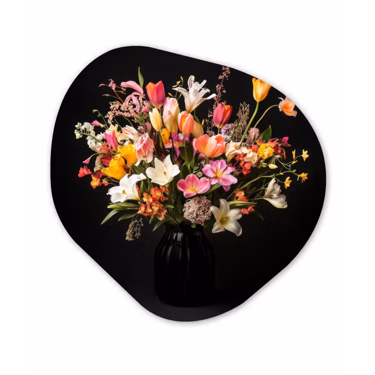 Vaas - Bloemen - Tulpen Wandcirkel Organisch Aluminium middel -3d