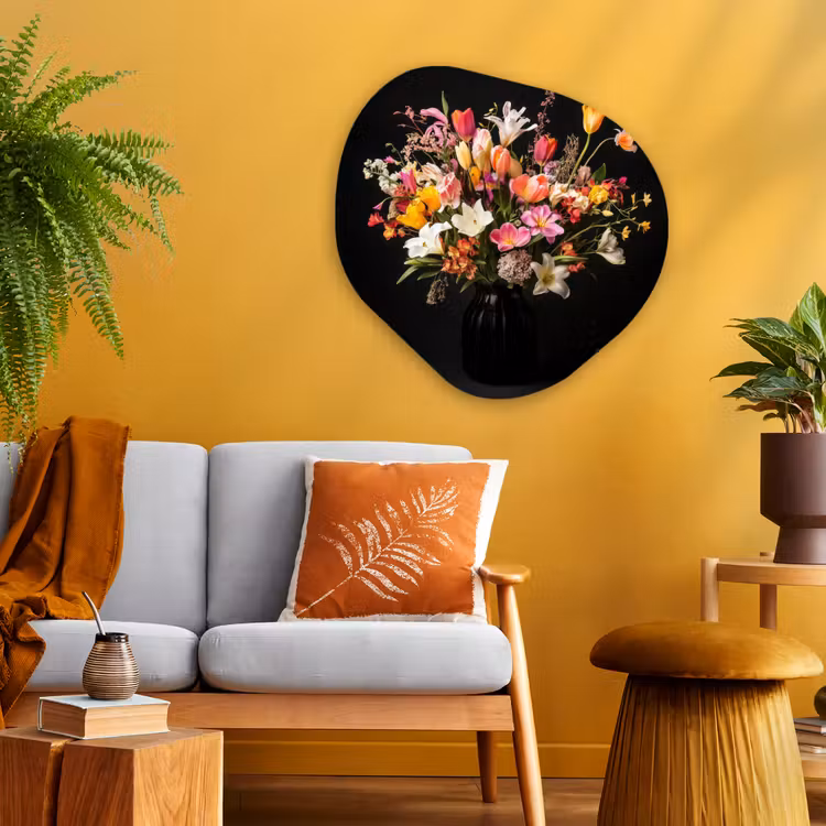 Vaas - Bloemen - Tulpen Wandcirkel Organisch Aluminium middel -sfeer4