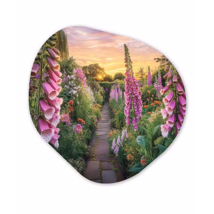 Vingerhoedskruid - Bloemen - Tuin Wandcirkel Organisch Aluminium middel -3d