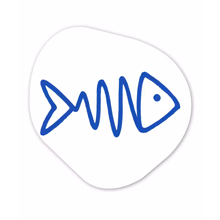 Vis - Minimalistisch - Blauw - Lijn Wandcirkel Organisch Aluminium middel -3d
