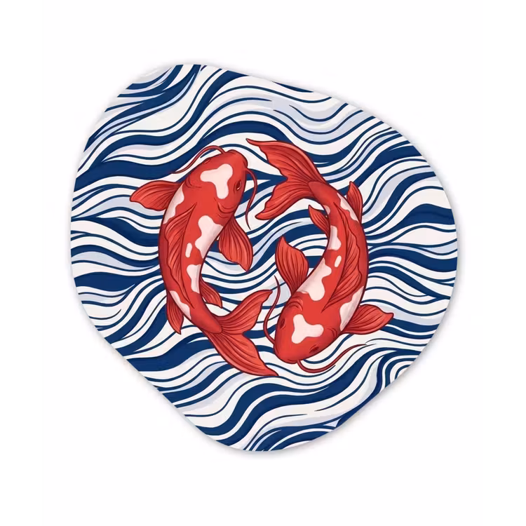 Vis - Water - Natuur - Illustratie - Rood Wandcirkel Organisch Aluminium middel -3d