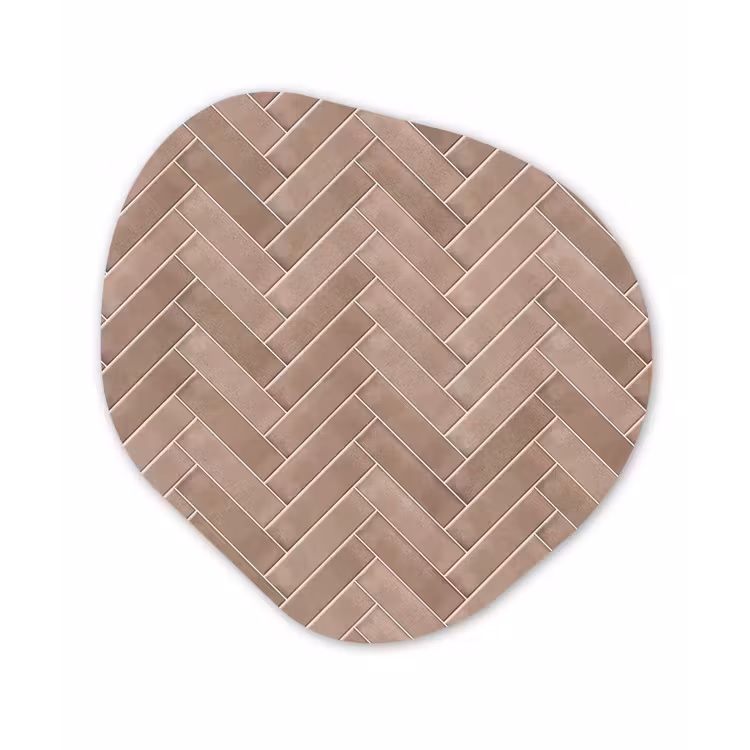 Visgraat - Wandtegel - Oudroze - Terracotta Wandcirkel Organisch Aluminium middel 851 -3d