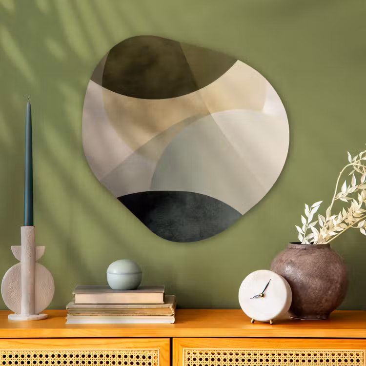 Vlakken - Abstract - Beige - Cirkels Wandcirkel Organisch Aluminium middel -sfeer2