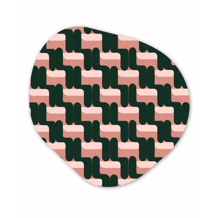 Vlechtpatroon - Groen - Roze - Geometrisch Wandcirkel Organisch Aluminium middel 851 -3d