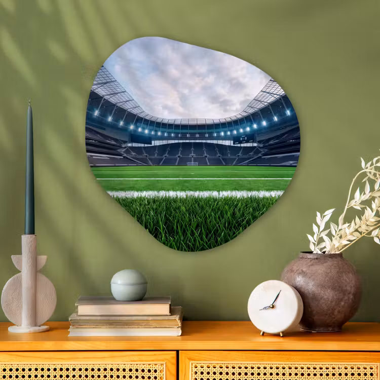Voetbal - Stadion - Sport - Groen Wandcirkel Organisch Aluminium middel -sfeer2
