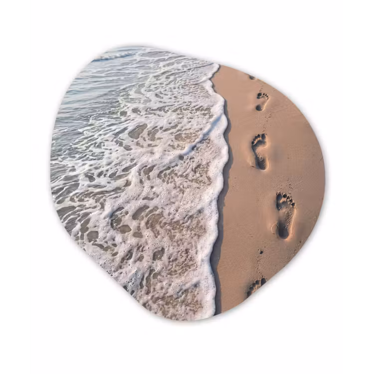 Voetstappen - Vloedlijn - Zee Wandcirkel Organisch Aluminium middel -3d