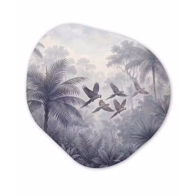 Vogel - Vliegend - Jungle - Vintage - Dieren Wandcirkel Organisch Aluminium middel -3d