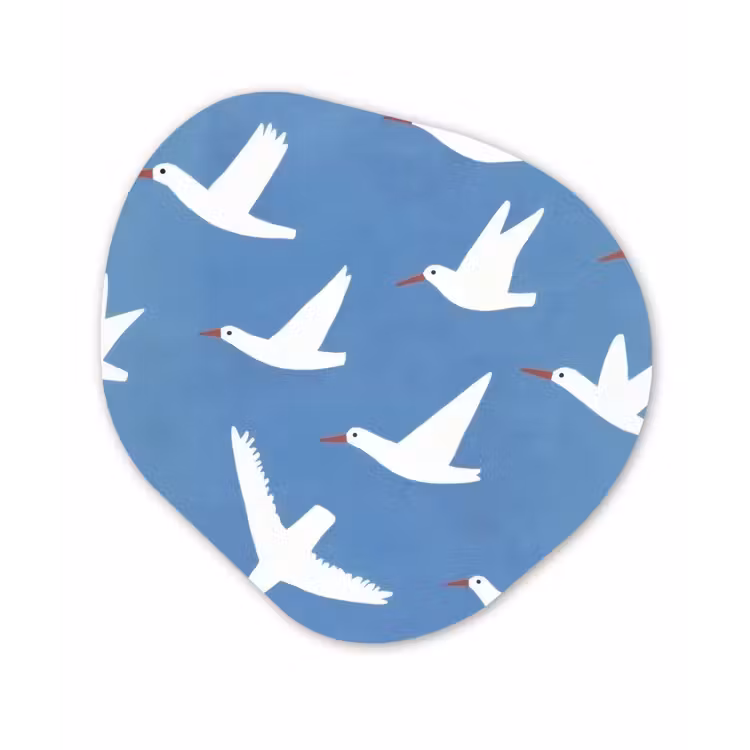 Vogels - Wit - Patroon Wandcirkel Organisch Aluminium middel -3d