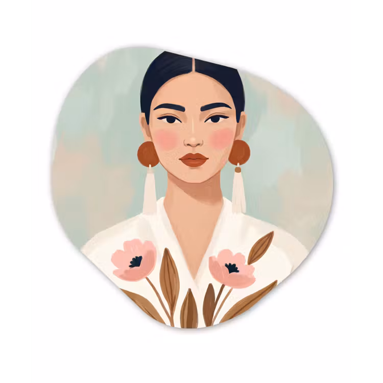 Vrouw - Kimono - Pastel Wandcirkel Organisch Aluminium middel -3d