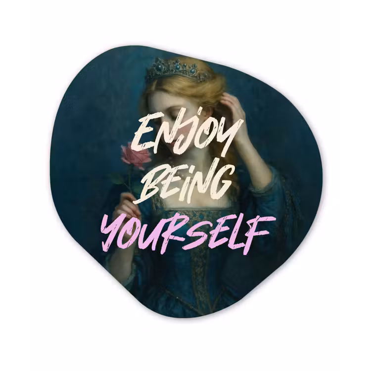 Vrouw - Roos - Quote Wandcirkel Organisch Aluminium middel -3d