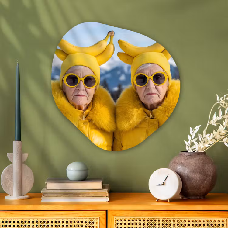 Vrouwen - Bananen - Geel Wandcirkel Organisch Aluminium middel -sfeer2