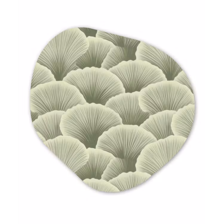 Waaier - Blad - Groen Wandcirkel Organisch Aluminium middel 851 -3d