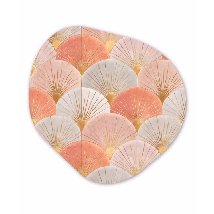 Waaiers - Goud - Roze Wandcirkel Organisch Aluminium middel 851 -3d