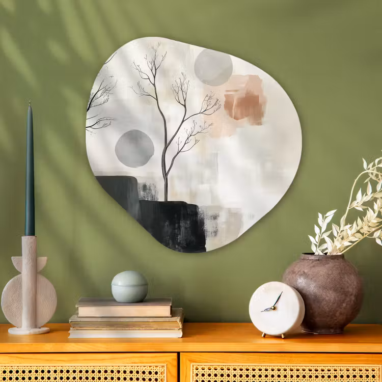 Wabi sabi - Beige - Plant Wandcirkel Organisch Aluminium middel -sfeer2