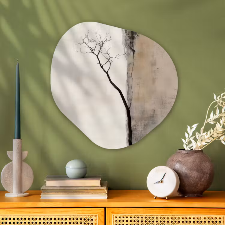 Wabi sabi - Plant - Beige Wandcirkel Organisch Aluminium middel -sfeer2