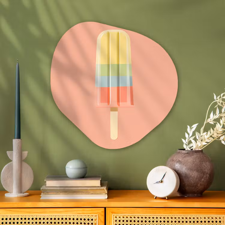 Waterijsje - Pasteltinten - Minimalistisch Wandcirkel Organisch Aluminium middel -sfeer2