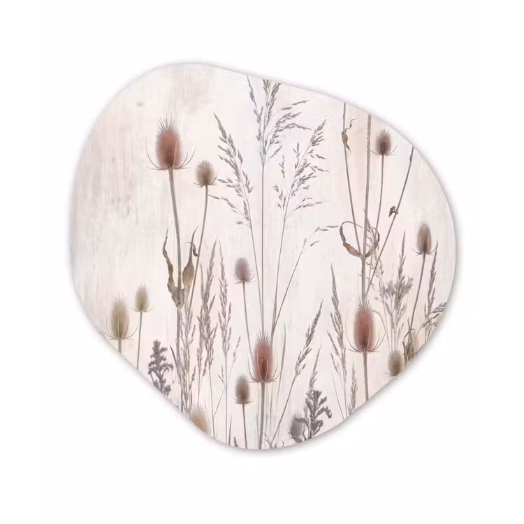 Weidebloemen - Design - Sepia Wandcirkel Organisch Aluminium middel -3d
