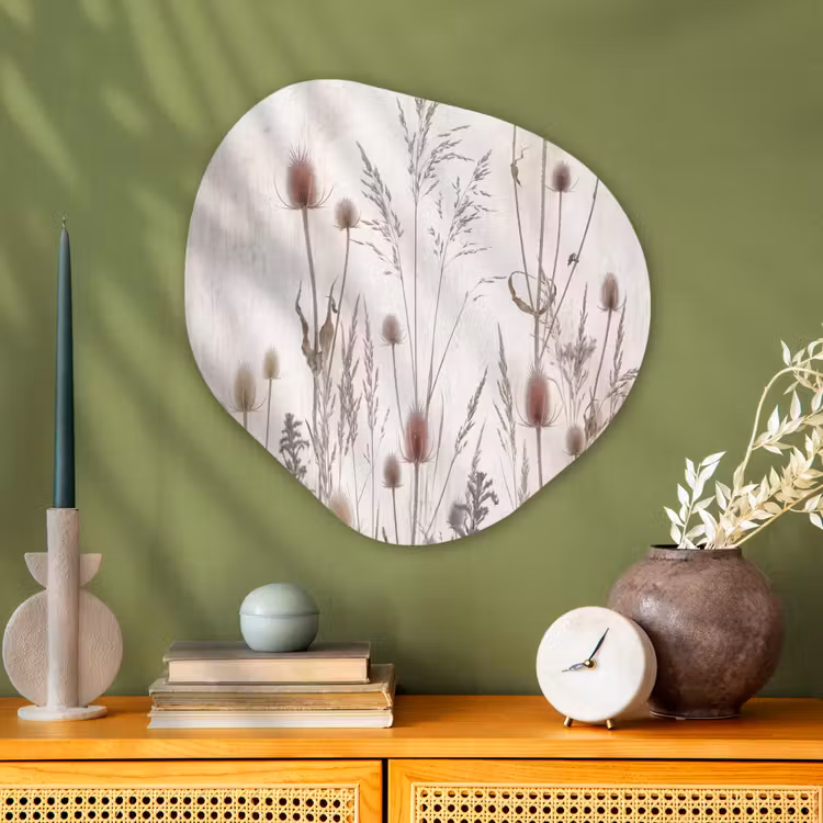 Weidebloemen - Design - Sepia Wandcirkel Organisch Aluminium middel -sfeer2