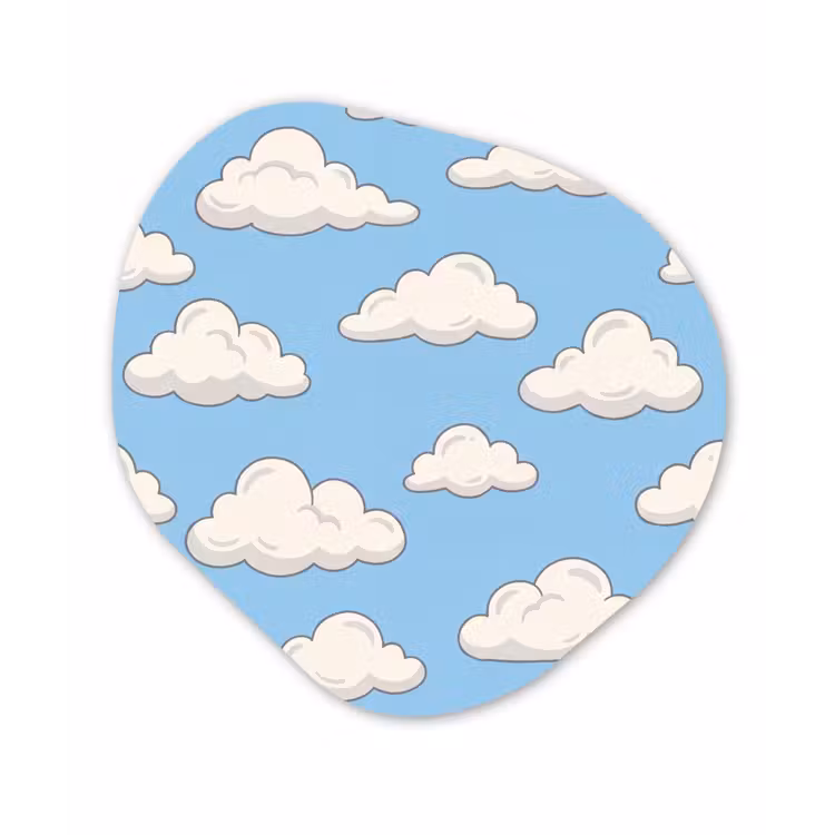 Wolk - Cartoon - Lucht - Blauw - Wit Wandcirkel Organisch Aluminium middel -3d