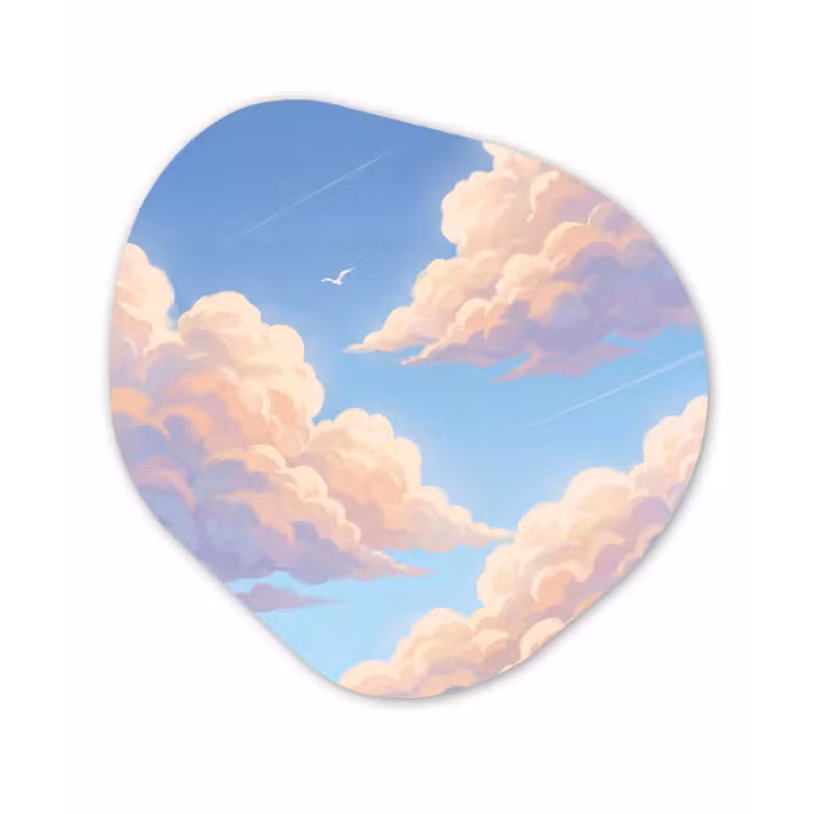 Wolken - Lucht - Natuur - Blauw Wandcirkel Organisch Aluminium middel -3d