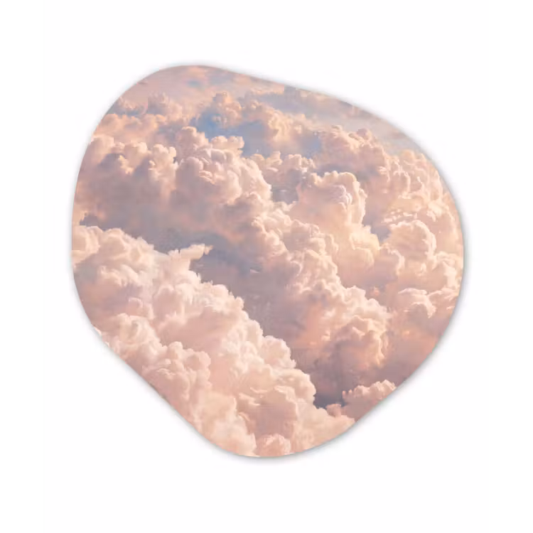 Wolken - Zonsondergang - Natuur - Pastel - Roze Wandcirkel Organisch Aluminium middel -3d