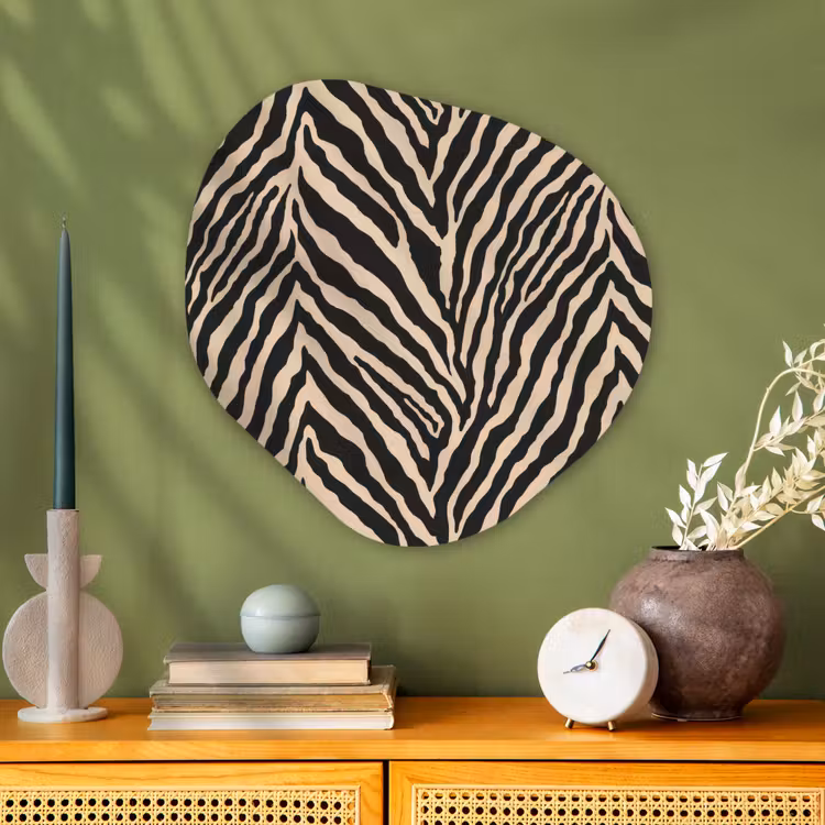Zebra - Klassiek - Zwart Wandcirkel Organisch Aluminium middel 851 -sfeer2