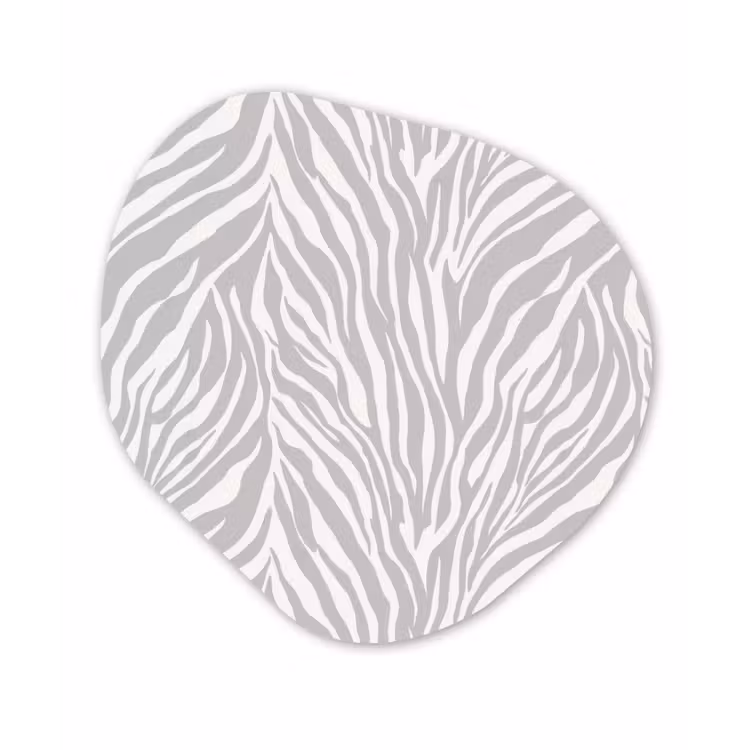 Zebra - Motief - Grijs Wandcirkel Organisch Aluminium middel 851 -3d