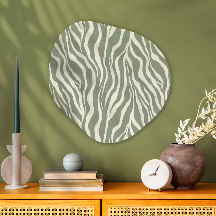Zebra - Motief - Groen Wandcirkel Organisch Aluminium middel 851 -sfeer2