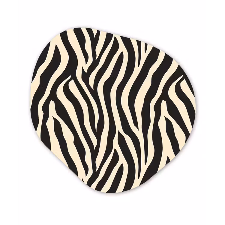 Zebra - Print - Klassiek - Zwart Wandcirkel Organisch Aluminium middel 851 -3d