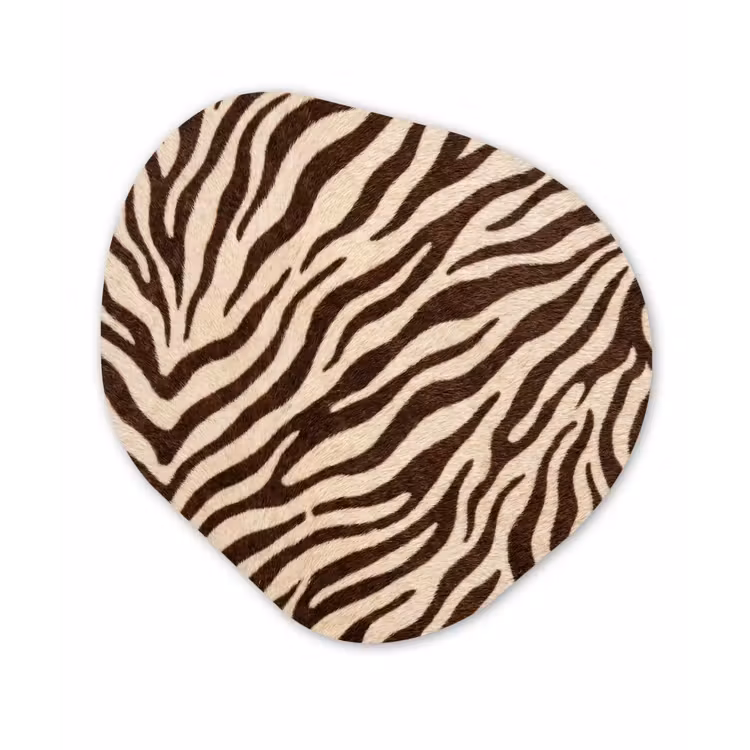 Zebra - Strepen - Bruin Wandcirkel Organisch Aluminium middel -3d