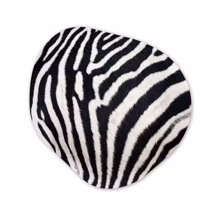 Zebra - Vacht - Klassiek - Zwart - Wit Wandcirkel Organisch Aluminium middel -3d