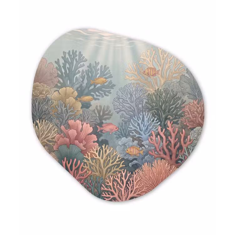 Zee - Koraal - Vis - Natuur - Kleurrijk Wandcirkel Organisch Aluminium middel -3d