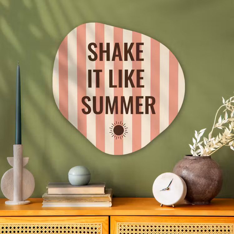 Zomer - Quote - Strepen Wandcirkel Organisch Aluminium middel -sfeer2
