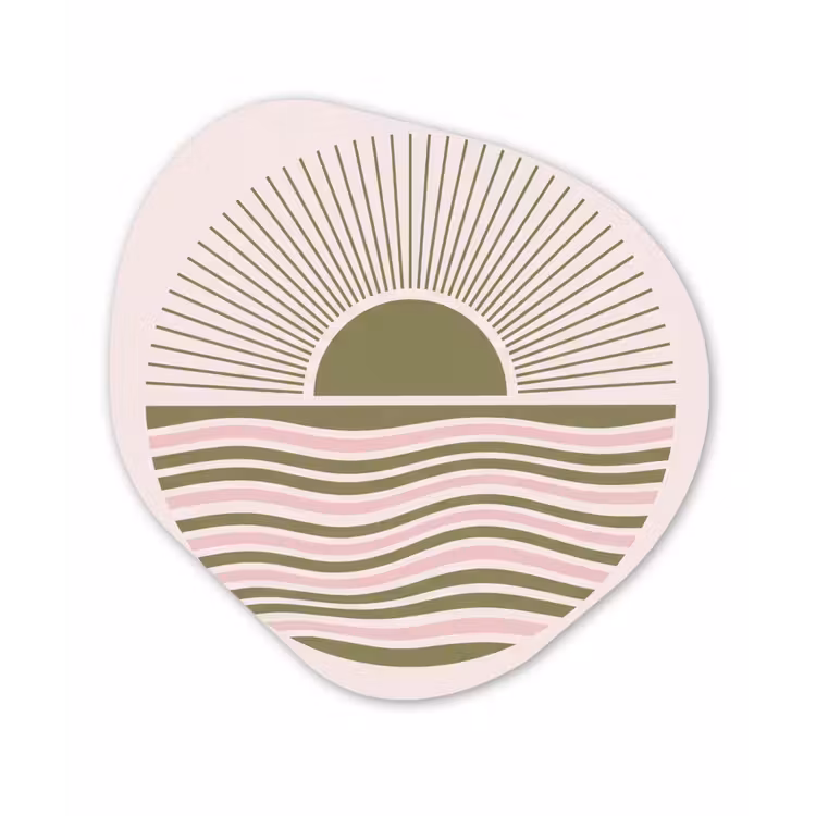 Zon - Zee - Abstract - Modern - Roze Wandcirkel Organisch Aluminium middel -3d